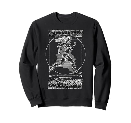 Läufer Vitruvian Frau Leonardo Da Vinci Running Girl Sweatshirt von Grandio Design Running Marathon Runner Training