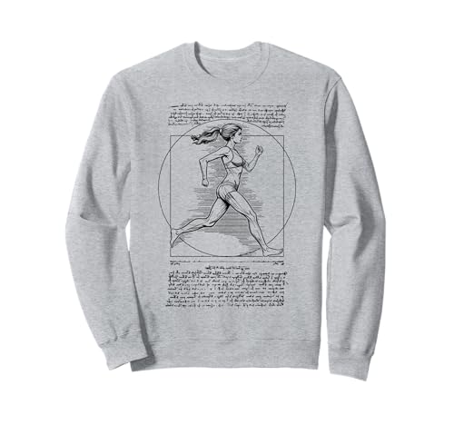 Läufer Vitruvian Frau Leonardo Da Vinci Running Girl Sweatshirt von Grandio Design Running Marathon Runner Training