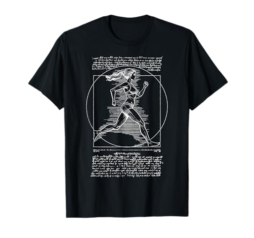 Läufer Vitruvian Frau Leonardo Da Vinci Running Girl T-Shirt Läufer Vitruvian Frau Leonardo Da Vinci Running Girl T-Shirt von Grandio Design Running Marathon Runner Training