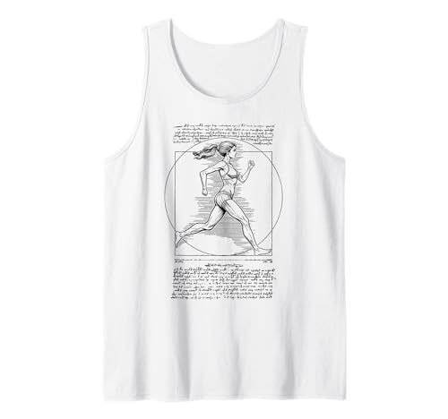 Läufer Vitruvian Frau Leonardo Da Vinci Running Girl Tank Top Läufer Vitruvian Frau Leonardo Da Vinci Running Girl Tank Top von Grandio Design Running Marathon Runner Training