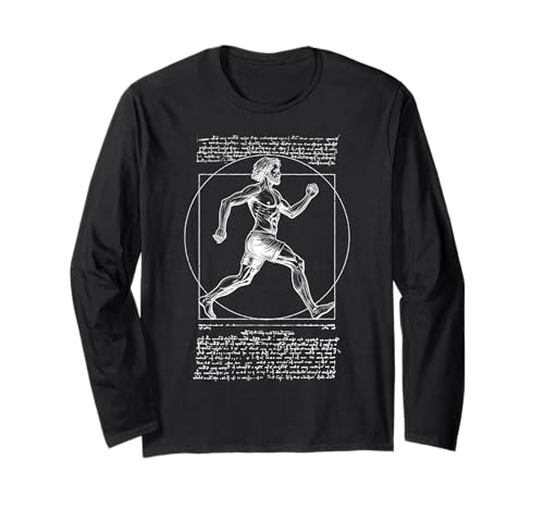 Läufer Vitruvian Man Leonardo Da Vinci Vintage Running Langarmshirt Läufer Vitruvian Man Leonardo Da Vinci Vintage Running Langarmshirt von Grandio Design Running Marathon Runner Training