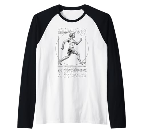 Läufer Vitruvian Man Leonardo Da Vinci Vintage Running Raglan von Grandio Design Running Marathon Runner Training