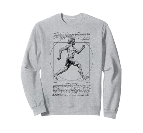 Läufer Vitruvian Man Leonardo Da Vinci Vintage Running Sweatshirt von Grandio Design Running Marathon Runner Training