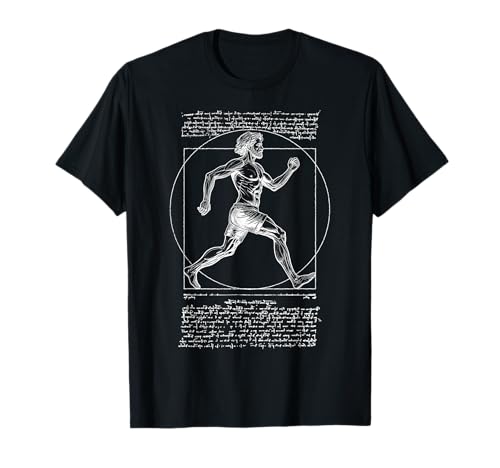 Läufer Vitruvian Man Leonardo Da Vinci Vintage Running T-Shirt von Grandio Design Running Marathon Runner Training