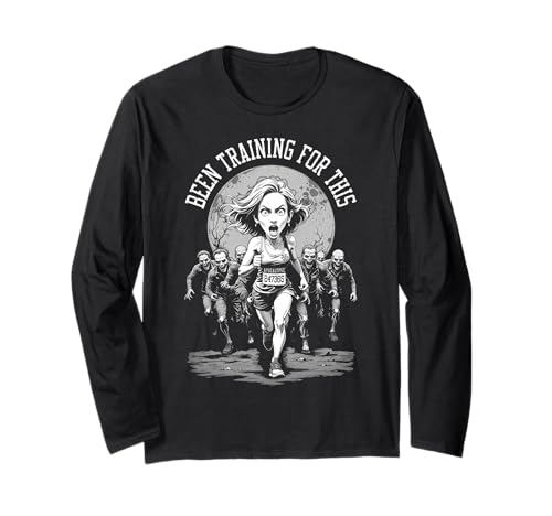 Runner Running Zombie Horde Lustig Halloween Läufer Damen Langarmshirt Runner Running Zombie Horde Lustig Halloween Läufer Damen Langarmshirt von Grandio Design Running Marathon Runner Training