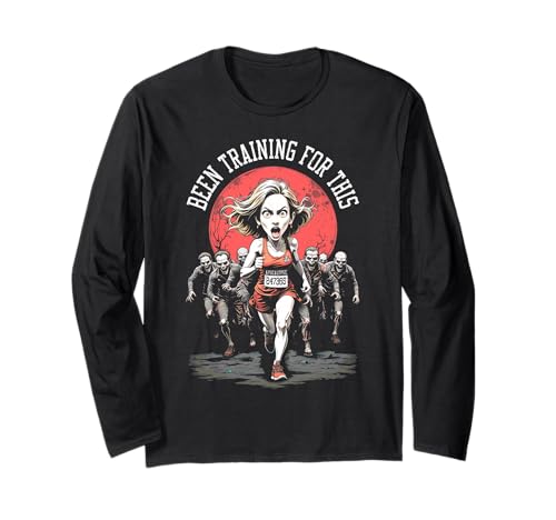 Runner Running Zombie Horde Lustig Halloween Läufer Damen Langarmshirt Runner Running Zombie Horde Lustig Halloween Läufer Damen Langarmshirt von Grandio Design Running Marathon Runner Training