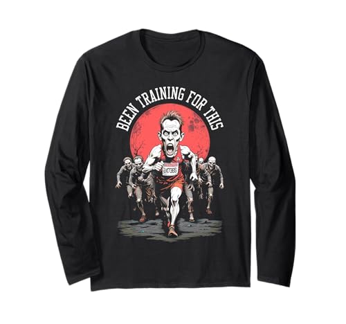 Runner Running Zombie Horde Lustig Halloween Läufer Herren Langarmshirt Runner Running Zombie Horde Lustig Halloween Läufer Herren Langarmshirt von Grandio Design Running Marathon Runner Training
