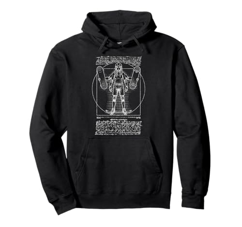 Skater Skateboarder Vitruvian Girl Lustiger Leonardo Da Vinci Pullover Hoodie von Grandio Design Skate And Skateboarder Gifts