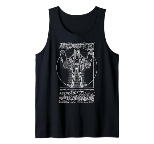 Skater Skateboarder Vitruvian Girl Lustiger Leonardo Da Vinci Tank Top von Grandio Design Skate And Skateboarder Gifts