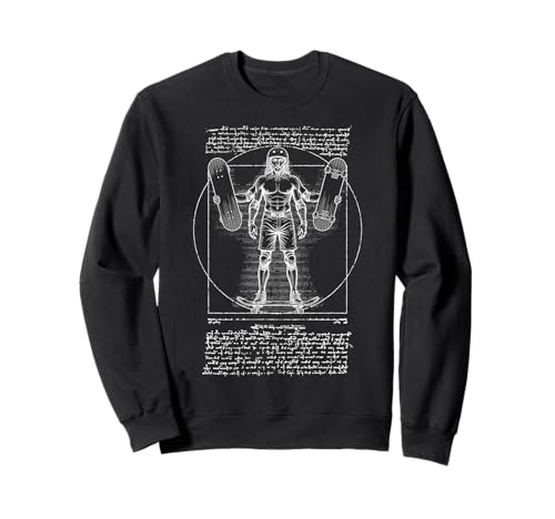 Skater Skateboarder Vitruvian Man Funny Leonardo Da Vinci Sweatshirt von Grandio Design Skate And Skateboarder Gifts