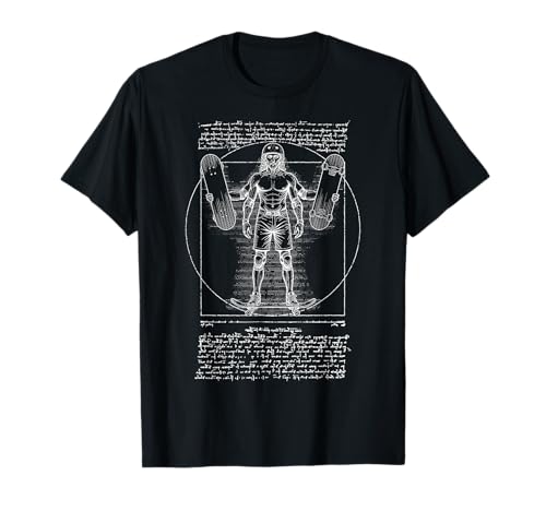 Skater Skateboarder Vitruvian Man Funny Leonardo Da Vinci T-Shirt von Grandio Design Skate And Skateboarder Gifts