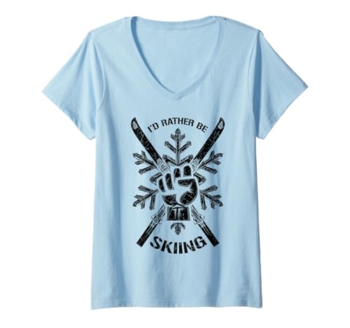 Damen I'd Rather Be Skiing Ski Protest Faust Skifahrer Snowflake Skifahrer T-Shirt mit V-Ausschnitt Damen I'd Rather Be Skiing Ski Protest Faust Skifahrer Snowflake Skifahrer T-Shirt mit V-Ausschnitt von Grandio Design Skiing Skier Winter Snow Ski Gifts