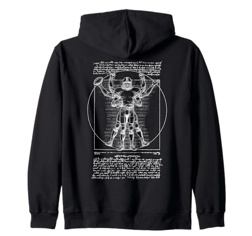 American Football Spieler Vitruvian Man Leonardo Da Vinci Kapuzenjacke von Grandio Design Sports Training And Fitness