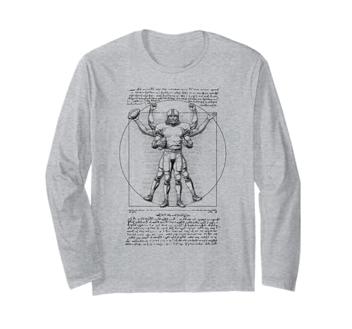 American Football Spieler Vitruvian Man Leonardo Da Vinci Langarmshirt von Grandio Design Sports Training And Fitness