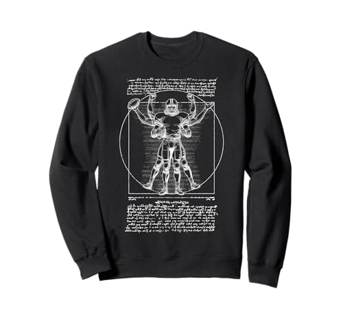 American Football Spieler Vitruvian Man Leonardo Da Vinci Sweatshirt von Grandio Design Sports Training And Fitness