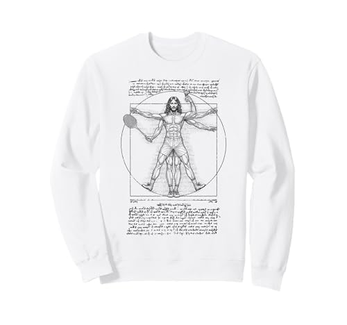 Badmintonspieler Vitruvian Man Leonardo Da Vinci Federball Sweatshirt von Grandio Design Sports Training And Fitness
