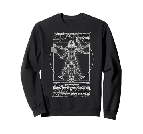 Badmintonspieler Vitruvian Man Leonardo Da Vinci Federball Sweatshirt von Grandio Design Sports Training And Fitness