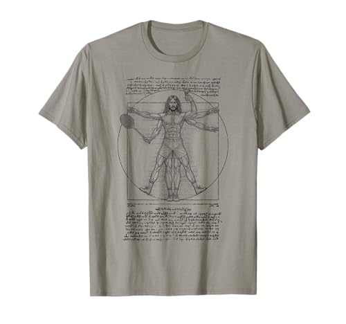 Badmintonspieler Vitruvian Man Leonardo Da Vinci Federball T-Shirt von Grandio Design Sports Training And Fitness