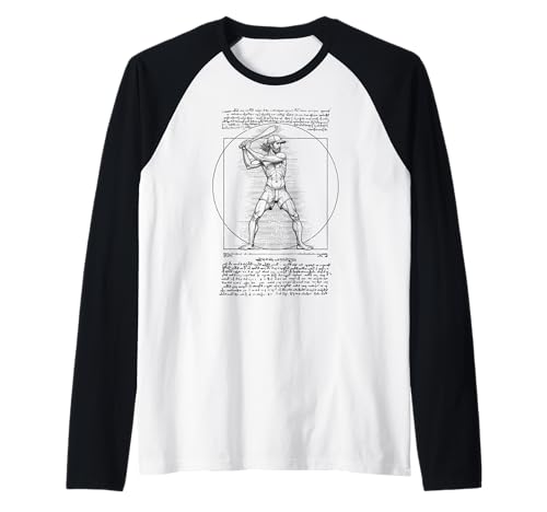 Baseballspieler Vitruvian Man Lustig Leonardo Da Vinci Batter Raglan von Grandio Design Sports Training And Fitness
