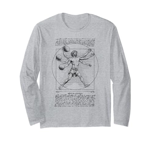 Basketballspieler Vitruvian Man Lustig Leonardo Da Vinci Langarmshirt von Grandio Design Sports Training And Fitness