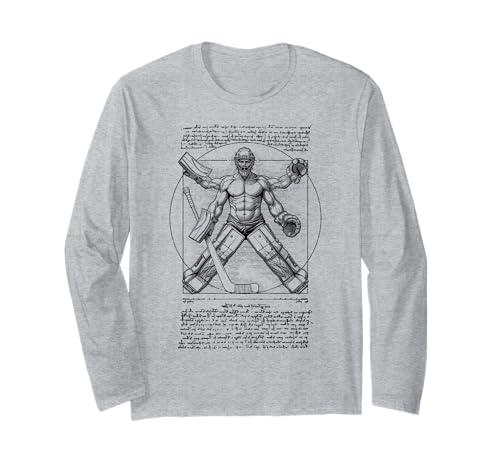 Eishockey Torwart Torwart Vitruvian Man Leonardo Da Vinci Langarmshirt Eishockey Torwart Torwart Vitruvian Man Leonardo Da Vinci Langarmshirt von Grandio Design Sports Training And Fitness