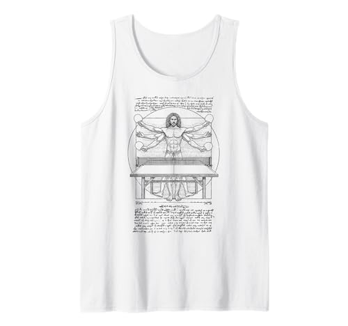 Tischtennisspieler Vitruvian Man Lustig Leonardo Da Vinci Tank Top von Grandio Design Sports Training And Fitness