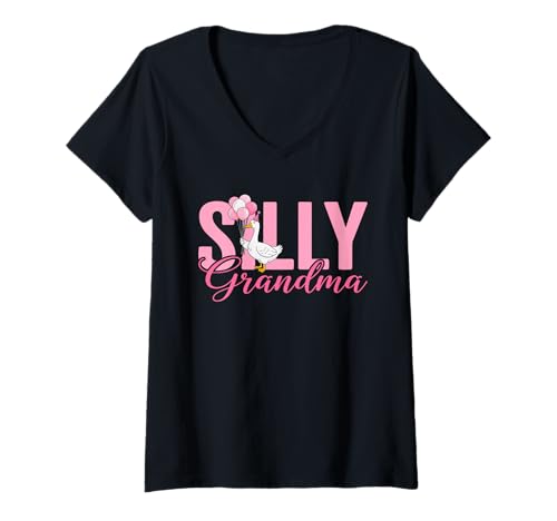Damen Lustige Oma Gans Geburtstag Crew Familienoutfit T-Shirt mit V-Ausschnitt von Grandma Family Apparel