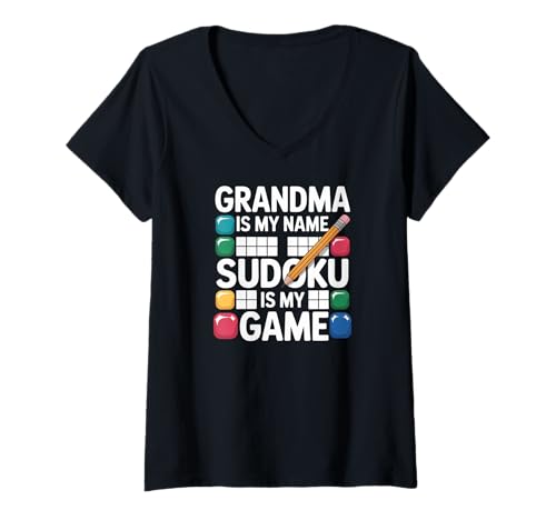 Damen Oma ist mein Name Sudoku ist mein Spiel T-Shirt mit V-Ausschnitt Damen Oma ist mein Name Sudoku ist mein Spiel T-Shirt mit V-Ausschnitt von Grandma Sudoku Puzzle Enthusiast