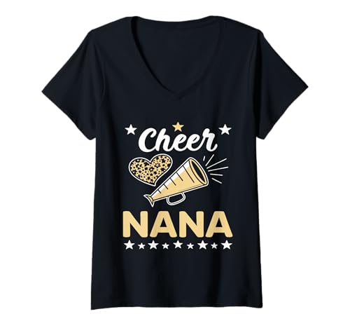 Damen Cheer Nana Proud Cheerleaderin Oma für Muttertagsstimmung T-Shirt mit V-Ausschnitt von Grandma of Cheerleader Mother's Day Support
