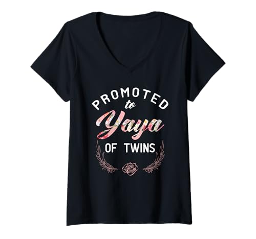 Damen Zu Yaya Of Twins befördert T-Shirt mit V-Ausschnitt Damen Zu Yaya Of Twins befördert T-Shirt mit V-Ausschnitt von Grandma of Twins Grandmom gifts
