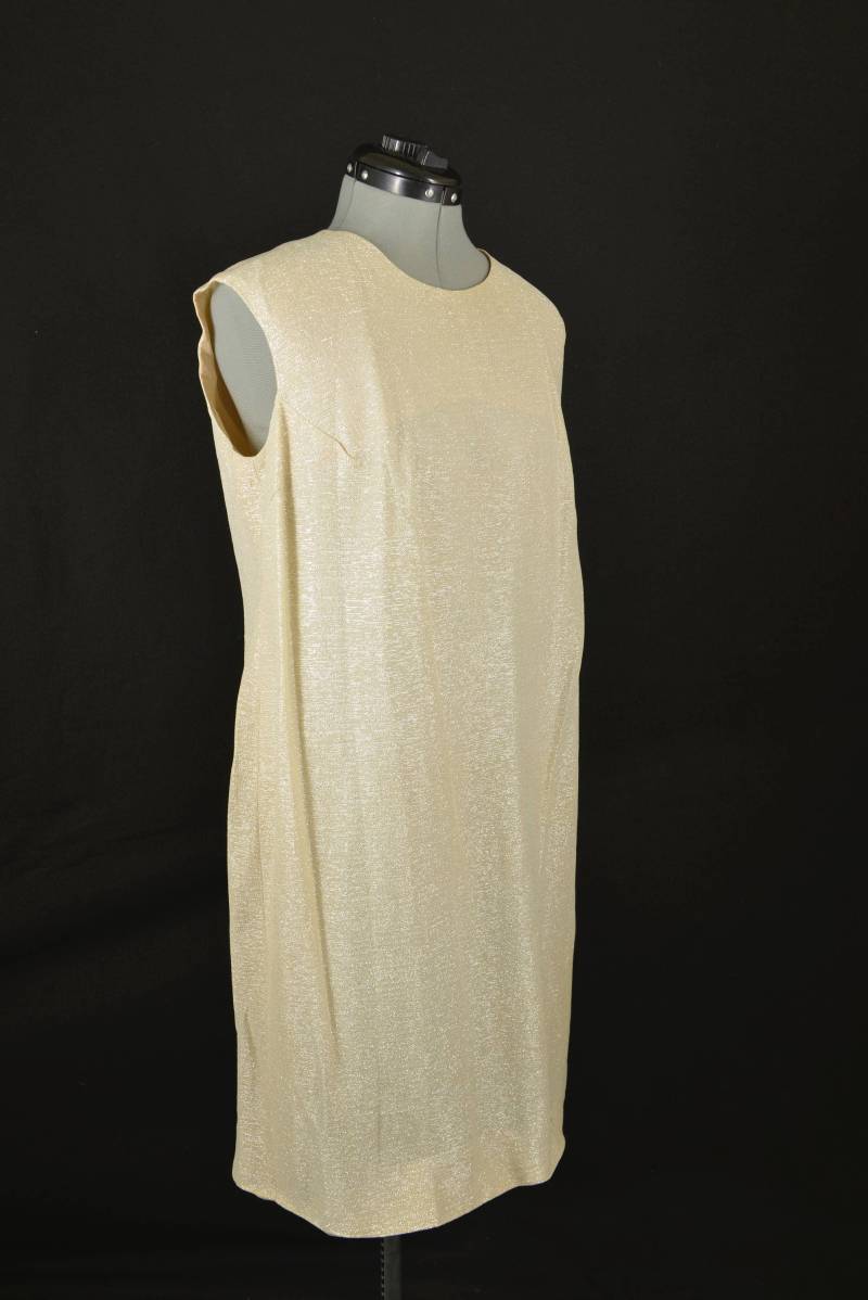 Vintage Beige Charlotta Von California Sleeveless Silver Sparkle Dress von GrandmaRaeGoods