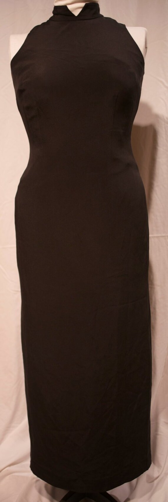 Vintage Neu Mit Tags Leilei Lange Schwarz Waschbare Ärmellose Seide Kleid von GrandmaRaeGoods