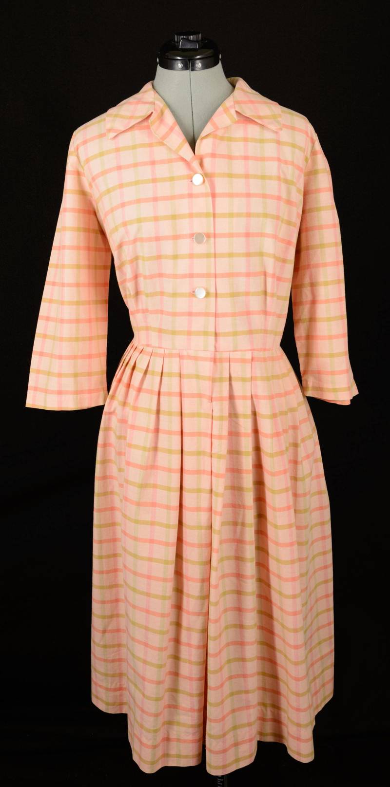 Vintage Pfirsich Und Rosa Kariertes Kleid, Größe L von GrandmaRaeGoods