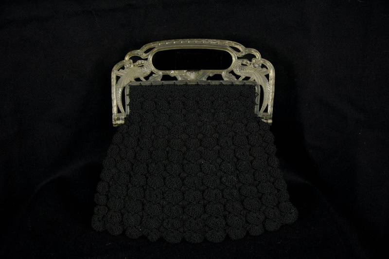 Vintage Schwarz Gehäkelt Corde Pfau Rahmen Geldbörse Mit Klaren von GrandmaRaeGoods