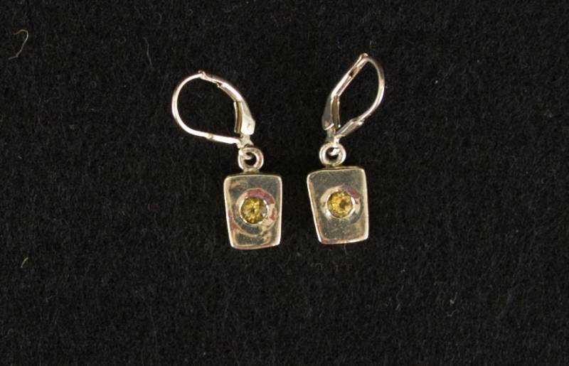 Vintage Sterling Silber Scharnier Backed Drop Ohrringe Mit Rauchbraun Topas Strass von GrandmaRaeGoods