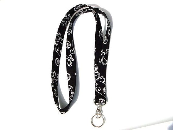 Lanyard - Schlüsselanhänger/Ausweishalter Schwarz Mit Weiß Schleifen von GrandmasLittleLilly