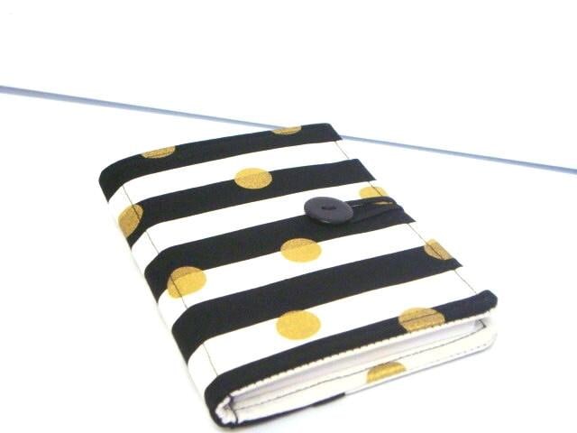 Notizblock-Abdeckung, Honig, Quittungshalter-Taker Kommt Mit Pad Und Pen Schwarz Weiß Streifen Gold Dots von GrandmasLittleLilly