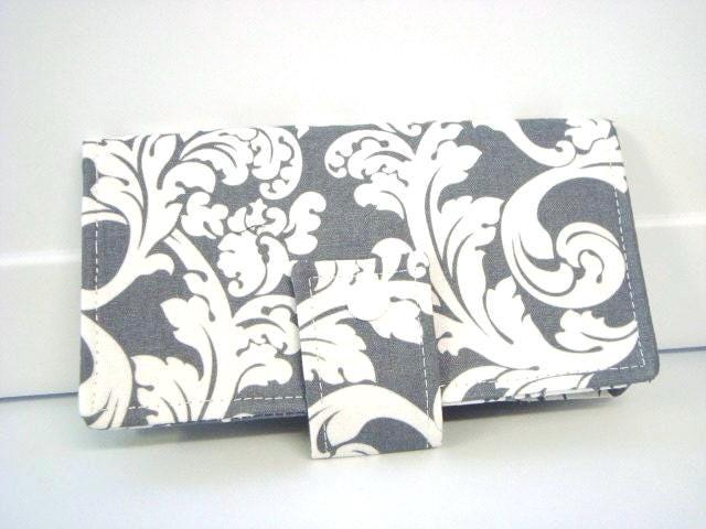 Scheckbuch Einband Grau Damast Schriftrolle Scheckbuch Einband Grau Damast Schriftrolle von GrandmasLittleLilly
