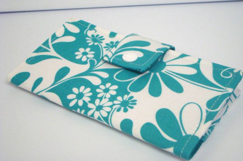 stoff Checkbook Cover, Halter - Türkis Floral Daisy stoff Checkbook Cover, Halter - Türkis Floral Daisy von GrandmasLittleLilly