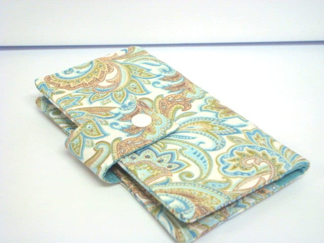 stoffe Scheckheft-Cover Grün Paisley Baumwollhülle von GrandmasLittleLilly