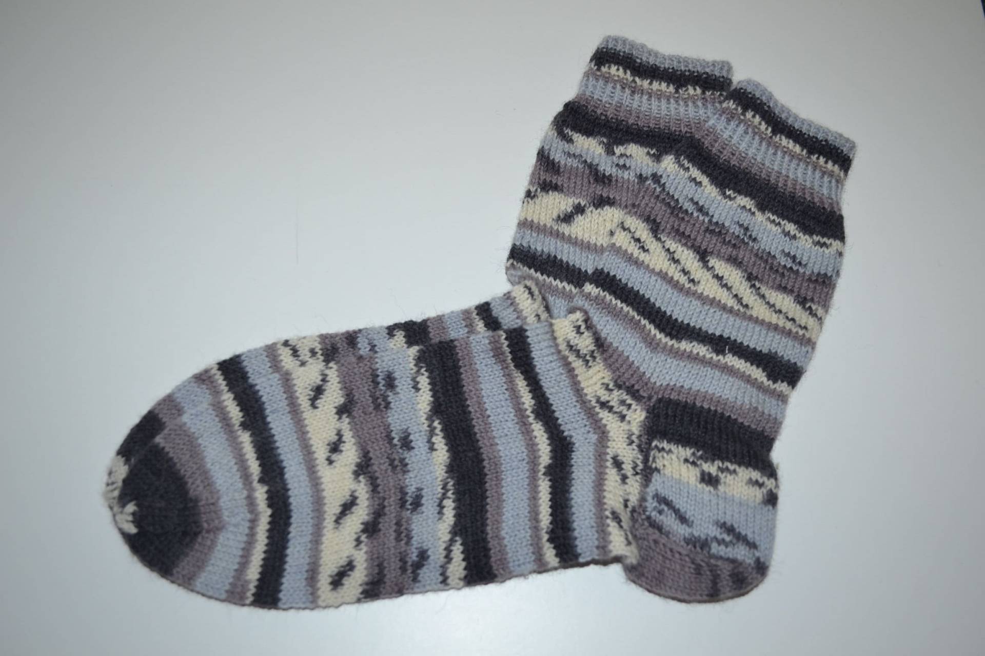 Handgestrickte Wollsocken Gr. 43, Fußlänge 27cm, Wollstrümpfe, Gemusterte Socken, Gestrickte Strümpfe von Grandmeremimi
