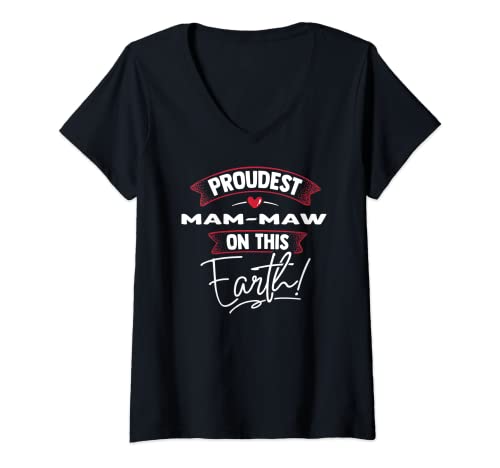 Damen Lustiges Shirt mit Aufschrift "Proudest Mam Maw On This Earth" T-Shirt mit V-Ausschnitt von Grandmother Gift Designs Grandma Shirt Gift
