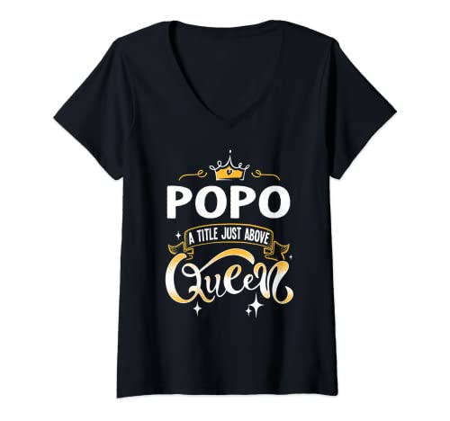 Damen Lustiges Popo Title Above Queen Geschenk für Oma T-Shirt mit V-Ausschnitt Damen Lustiges Popo Title Above Queen Geschenk für Oma T-Shirt mit V-Ausschnitt von Grandmother Gift for Grandma Gift for Her Granny