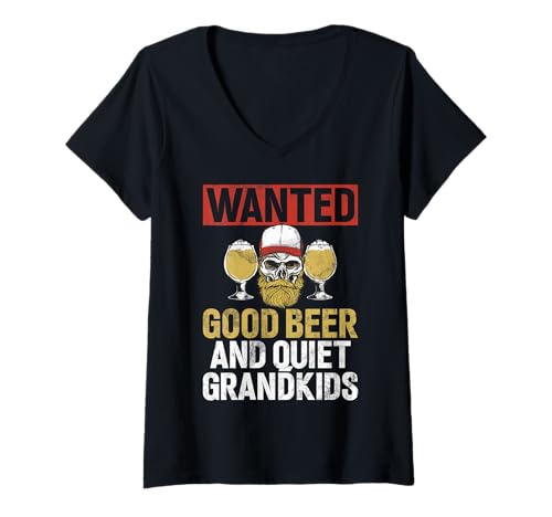 Damen Ich wollte gutes Bier und ruhige Enkelkinder, Opa. T-Shirt mit V-Ausschnitt Damen Ich wollte gutes Bier und ruhige Enkelkinder, Opa. T-Shirt mit V-Ausschnitt von Grandpa Gifts