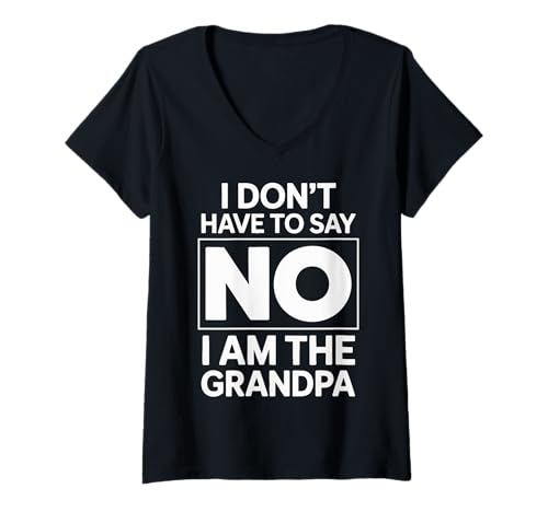Damen Opa Ich muss Nicht Nein Sagen Ich Bin der Opa Lustig T-Shirt mit V-Ausschnitt von Grandpa Grandfather Family Father's Day