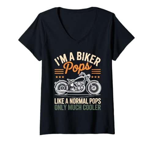 Damen I'm A Biker Pops Motorrad Lustiges Bike Motocross T-Shirt mit V-Ausschnitt Damen I'm A Biker Pops Motorrad Lustiges Bike Motocross T-Shirt mit V-Ausschnitt von Grandpa Motorcycle Design Apparel