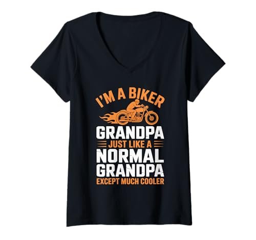 Damen Ich Bin EIN Biker Opa Motorrad Lustiges Bike Motocross T-Shirt mit V-Ausschnitt Damen Ich Bin EIN Biker Opa Motorrad Lustiges Bike Motocross T-Shirt mit V-Ausschnitt von Grandpa Motorcycle Design Apparel