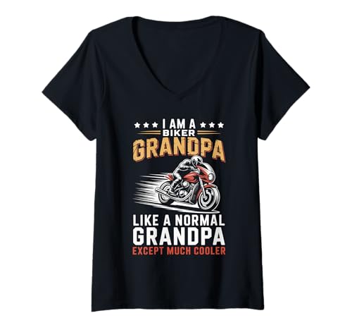 Damen Ich Bin EIN Biker Opa Motorrad Lustiges Bike Motocross T-Shirt mit V-Ausschnitt Damen Ich Bin EIN Biker Opa Motorrad Lustiges Bike Motocross T-Shirt mit V-Ausschnitt von Grandpa Motorcycle Design Apparel