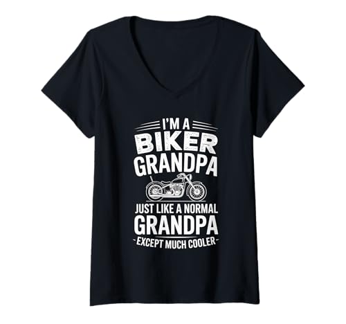 Damen Ich Bin EIN Biker Opa Motorrad Lustiges Bike Motocross T-Shirt mit V-Ausschnitt Damen Ich Bin EIN Biker Opa Motorrad Lustiges Bike Motocross T-Shirt mit V-Ausschnitt von Grandpa Motorcycle Design Apparel