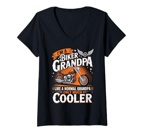 Damen Ich Bin EIN Biker Opa Motorrad Lustiges Bike Motocross T-Shirt mit V-Ausschnitt Damen Ich Bin EIN Biker Opa Motorrad Lustiges Bike Motocross T-Shirt mit V-Ausschnitt von Grandpa Motorcycle Design Apparel
